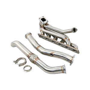 CXRACING Top Mount Turbo Manifold + Downpipe for 92-98 BMW 3-Series E36 Chassis 6 Cyl. Engine Convert to Top Mount T3 Turbo