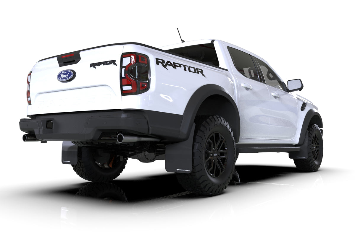 Rally Armor 2023 + Ford Ranger Raptor Black UR Mud Flap White Logo ...