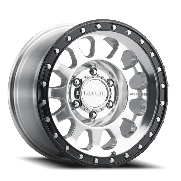 Method MR315 17x8.5 0mm Offset 6x5.5 6x139.7 106.25mm CB Polished Wheel - Gloss Black Lip