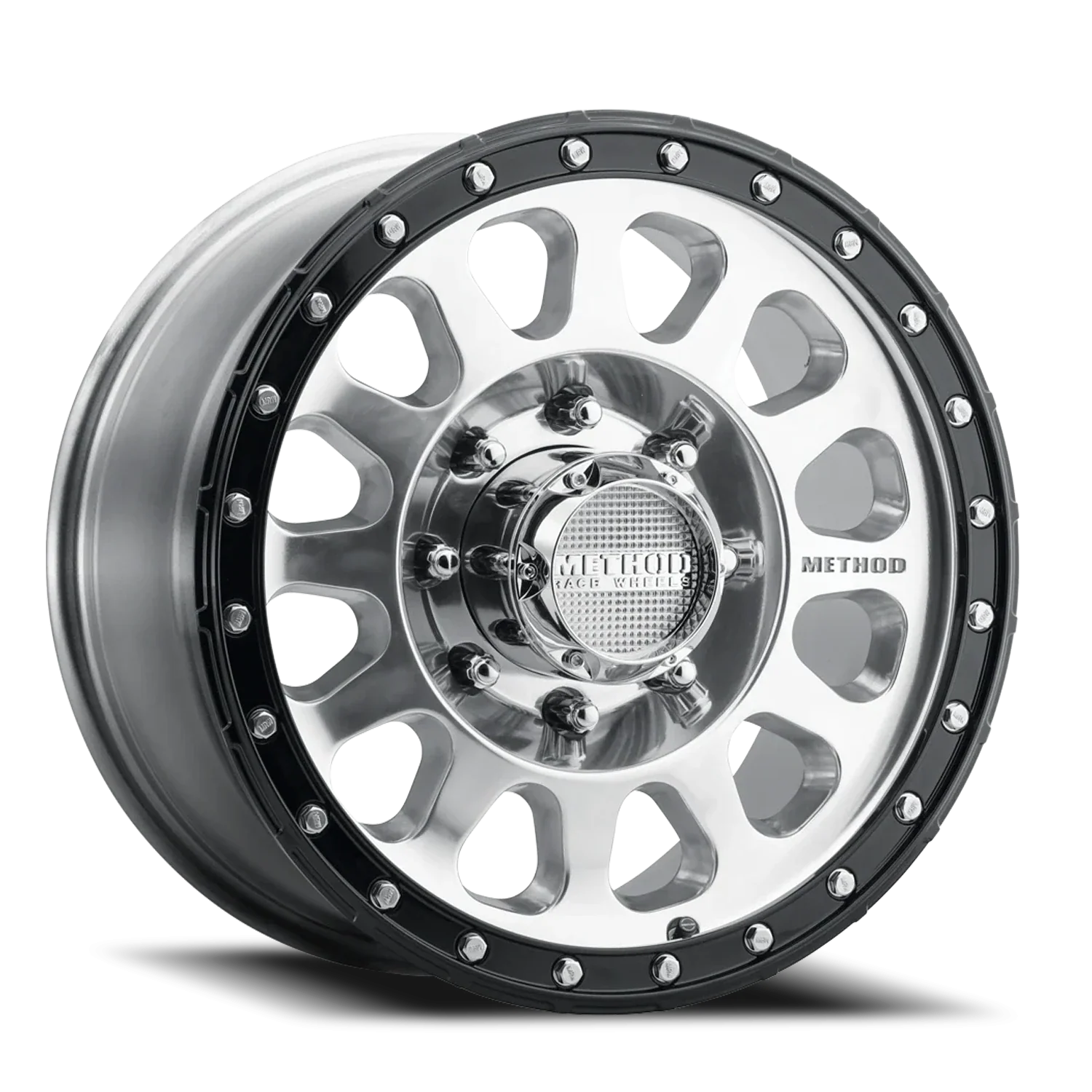 Method MR315 17x8.5 +25mm Offset 8x6.5 8x165 130.81mm CB Polished Wheel - Gloss Black Lip