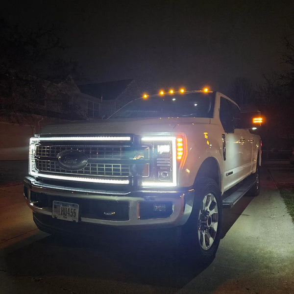 OLM Infinite Series Grille (Chrome w/White DRL) - 2017-2019 Ford Super Duty F250 / F350