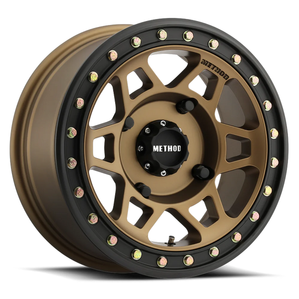 Method MR405 UTV Beadlock 15x7 4+3/13mm Offset 4x156 132mm CB Method Bronze Wheel - Matte Black Ring