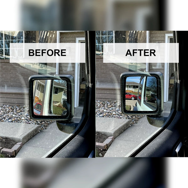 OLM Convex Mirrors with Defrosters and BSM (Chrome) - 2018+ Wrangler JL