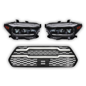 OLM Infinite Series Headlight and DRL Grille 2pc Bundle - 2016-2023 Toyota Tacoma