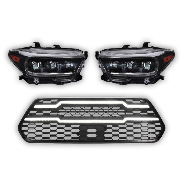 OLM Infinite Series Headlight and DRL Grille 2pc Bundle - 2016-2023 Toyota Tacoma