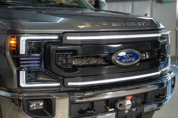 OLM Essential Series Headlight and DRL Grille 2pc Bundle - 2020-2022 Ford Super Duty F250 / F350