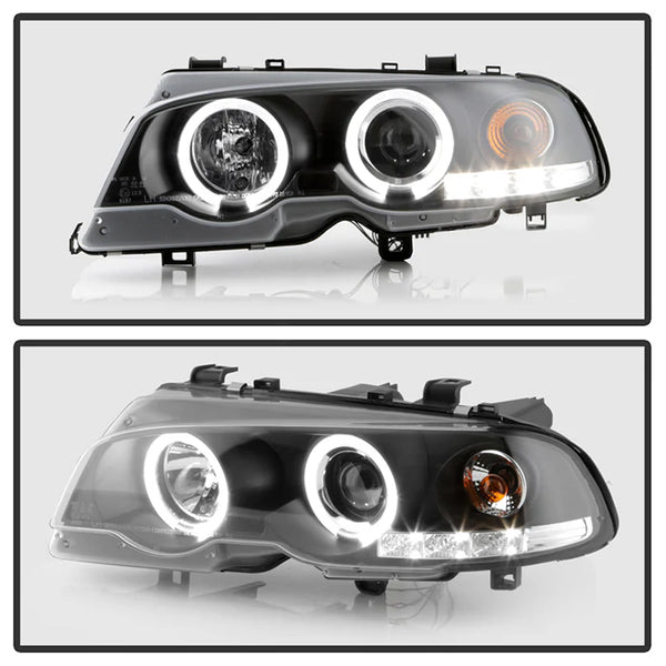 Spyder BMW E46 3-Series 2000 - 2003 / 2001 - 2006 M3 2DR 1PC Projector Headlights LED Halo LED Black PRO-YD-BMWE46-2D-HL-BK