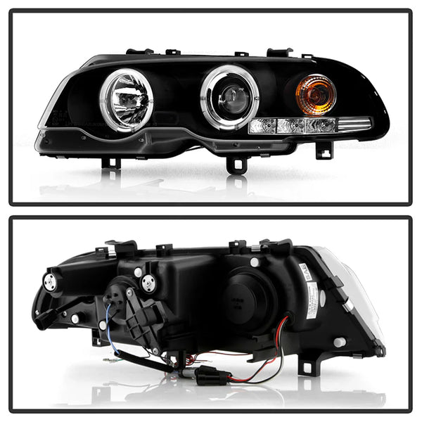 Spyder BMW E46 3-Series 2000 - 2003 / 2001 - 2006 M3 2DR 1PC Projector Headlights LED Halo LED Black PRO-YD-BMWE46-2D-HL-BK