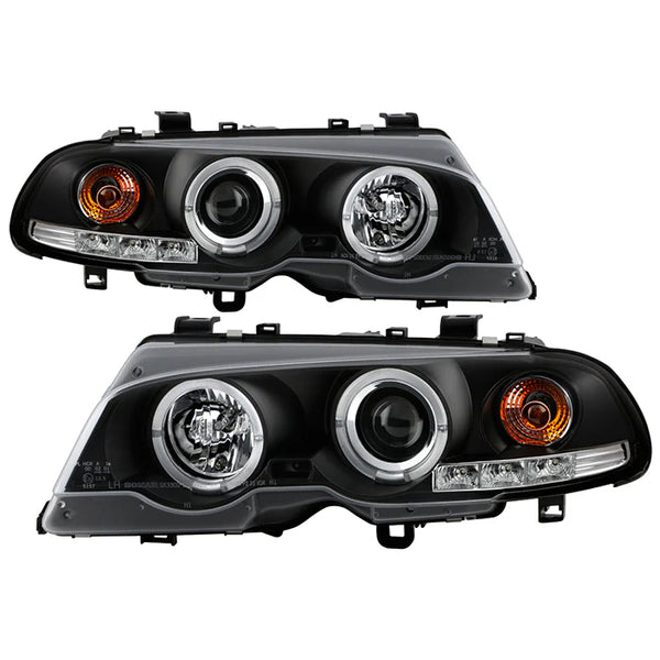 Spyder BMW E46 3-Series 2000 - 2003 / 2001 - 2006 M3 2DR 1PC Projector Headlights LED Halo LED Black PRO-YD-BMWE46-2D-HL-BK