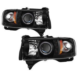 Spyder Dodge Ram 1500 1994 - 2001 / Ram 2500/3500 1994 - 2001 Projector Headlights LED Halo LED Blk PRO-YD-DR94-HL-AM-BK