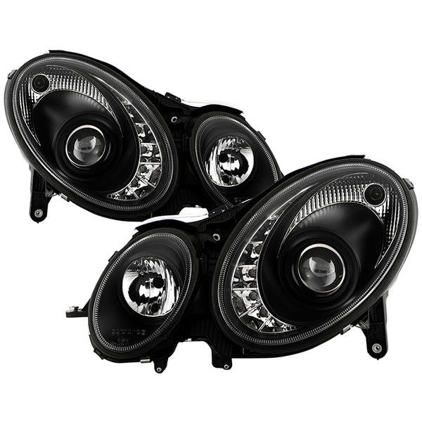 Spyder Mercedes Benz E-Class 2007 - 2009 Projector Headlights Halogen - DRL Blk PRO-YD-MBW21107-DRL-BK