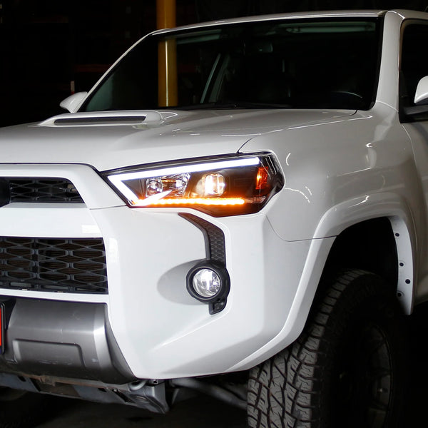 Spyder 2014 - 2020 Toyota 4Runner Projector Headlights w/Seq. LED Turn Sig. LED White Light Bar Park Light