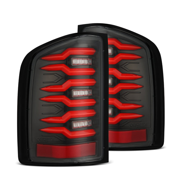 AlphaRex 2007 - 2014 Chevrolet Silverado 1500/2500HD/3500HD Luxx-Series LED Tail Lights Black/Red