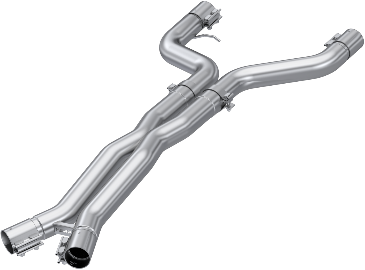 MBRP 2021 - 2023 BMW M4 G82 / M3 G80 3.0L T304 Stainless Steel 3in Resonator Bypass X-Pipe