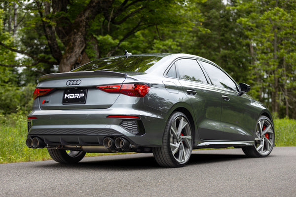 MBRP 2022+ Audi S3 3in Cat Back w/ Quad Carbon Fiber Tips- T304 Active Exhaust