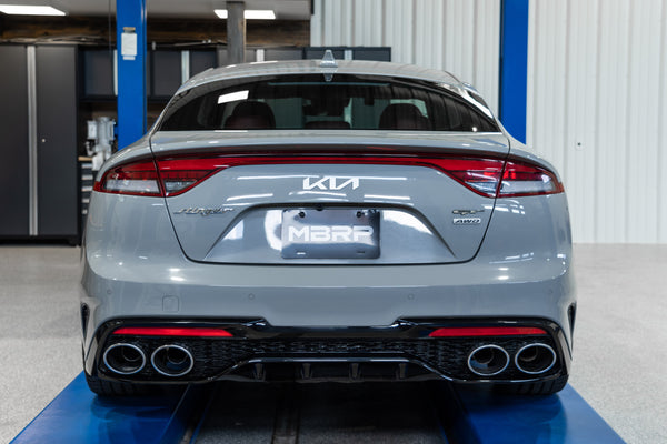 MBRP 2022 + Kia Stinger 3.3L T304 SS Cat-Back Exhaust- Dual Split Rear Quad Outlet Uses Factory Bezels