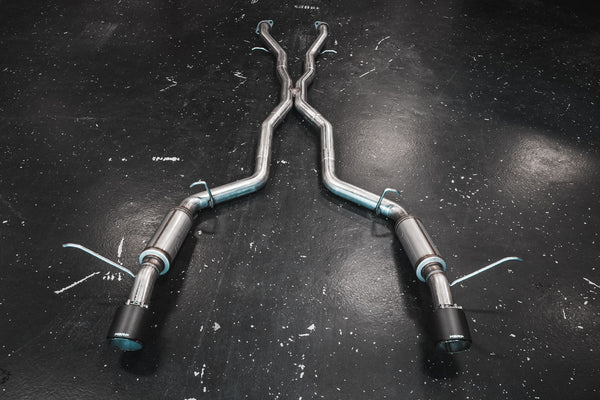 MBRP 3" Cat-Back, 2018-2025 Dodge Durango SRT, SRT Hellcat 6.2L/ 6.4L, Dual Rear Exit w/ Carbon Fiber Tips, T304 Stainless Steel