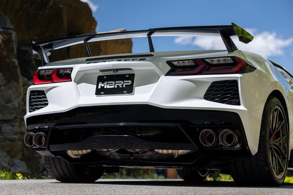 MBRP 2020 + Chevrolet Corvette C8 3in Active Cat Back Quad Split Rear Exit Exhaust w/ AFM Sims