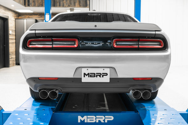 MBRP 2015 - 2016 Dodge Challenger RT 5.7L T304 SS 3in Dual Rear Cat-back CF Quad Tips - Street
