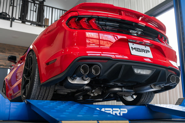 MBRP 3" Cat Back, Dual Quad Split Rear Exit, Active Exhaust, T304 w/ Carbon Fiber Tips Ford Mustang GT 5.0L 2018 - 2023