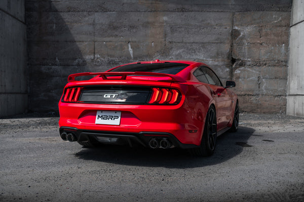 MBRP 3" Cat Back, Dual Quad Split Rear Exit, Active Exhaust, T304 w/ Carbon Fiber Tips Ford Mustang GT 5.0L 2018 - 2023