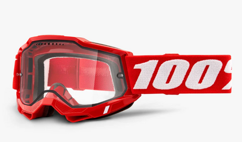100% Accuri 2 Enduro MTB Goggle Neon Red Clear Lens
