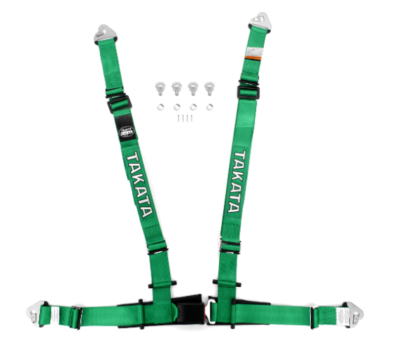 Takata Drift II 4-Point Harness Green Snap-On - Universal