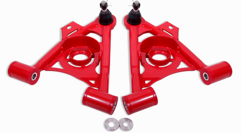 BMR 79-93 Fox Mustang Non-Adj Lower A-Arms Standard Ball Joint Spring Pocket - Red