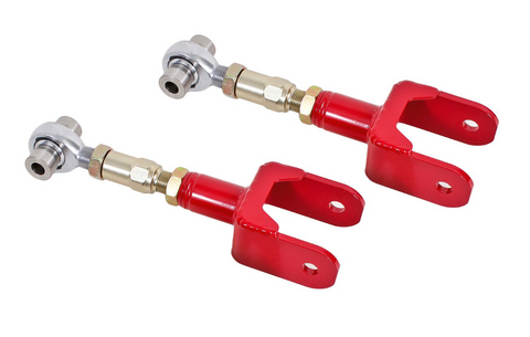 BMR 79-04 Fox Mustang Upper Control Arms On-Car Adj. Rod Ends - Red