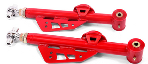 BMR 79-98 Fox Mustang On-Car Adj. Lower Control Arms / Rod End Combo (Polyurethane) - Red