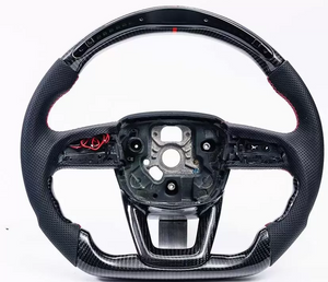 VR Bespoke Audi Q3 | Q5 | Q7 | Q8 OEM Upgraded Steering Wheel Carbon Fiber, Red Stitching, LED Shift Light