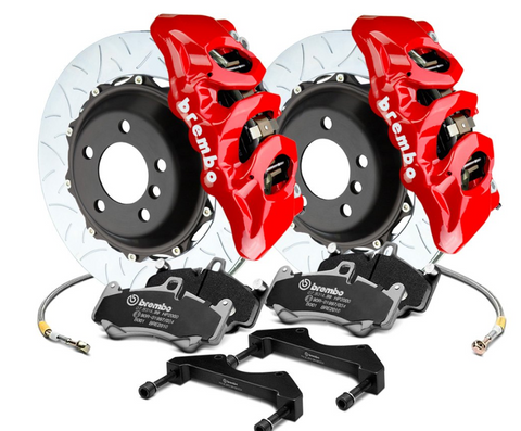 Brembo 2015 - 2019 VW Golf R / 2015 - 2020 Audi S3 Front GT BBK 6 Piston Cast 380x34 2pc Rotor Slotted Type3-Red