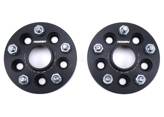 PERRIN 5x100 to 5x114.3 20mm Wheel Adapters Black - Subaru Models (inc. 2002-2014 WRX / 2013 + BRZ)