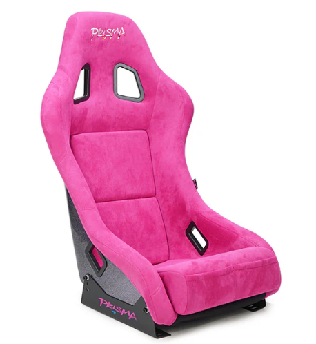 NRG FRP Bucket Seat PRISMA Edition W/ Pearlized Back Fushia Alcantara - Large