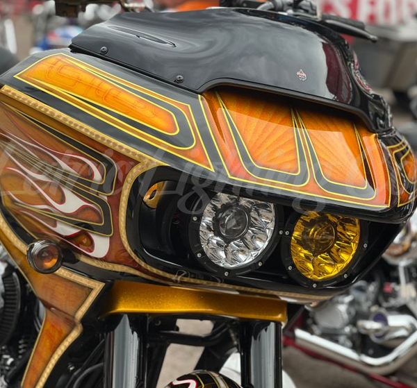 Namz Letric Lighting - Harley Davidson 2015 - 2024 Road Glide Dual 7in. LED Headlight Kit (Black Powdercoat/ Alum Bracket)