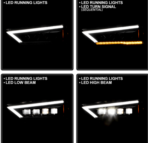 Spyder Apex 2014 - 2020 Toyota 4Runner High-Power LED Module Headlights - Black (PRO-YD-T4R14AP-SEQ-BK)