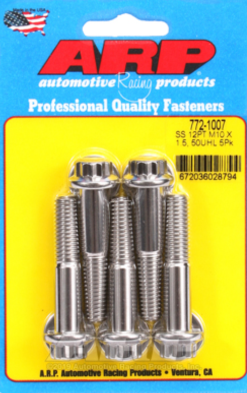 ARP M10 x 1.50 x 50mm 12pt Stainless Steel Bolts (Set of 5)