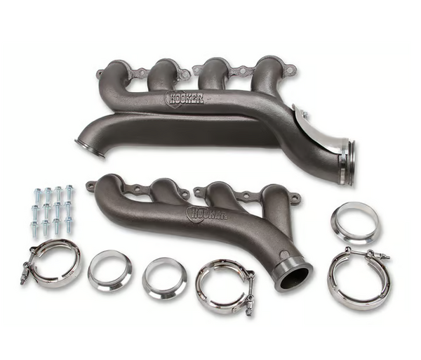 Hooker BlackHeart LS Turbo Exhaust Manifolds Multi-fit - GM LS Turbo Exhaust Manifolds - 3.0 inch Turbo outlet / 2.25 inch Cross-over connection