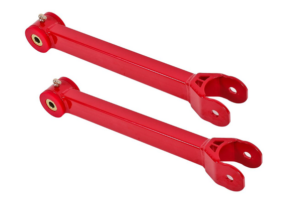 BMR 2016 - 2024 6th Gen Camaro Non-Adj. Lower Trailing Arms (Polyurethane) - Red / Black