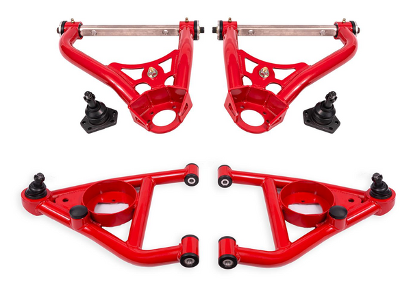 BMR 67-69 GM F-Body / 68-74 X-Body Non-Adj. Upper & Lower A-Arms (Polyurethane) - Red / Black