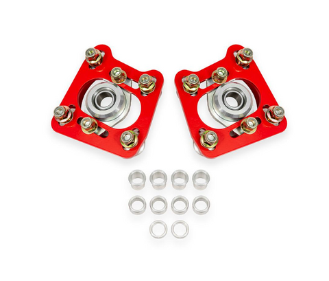 BMR 1994 - 2004 Ford Mustang Steel Caster Camber Plates - Red