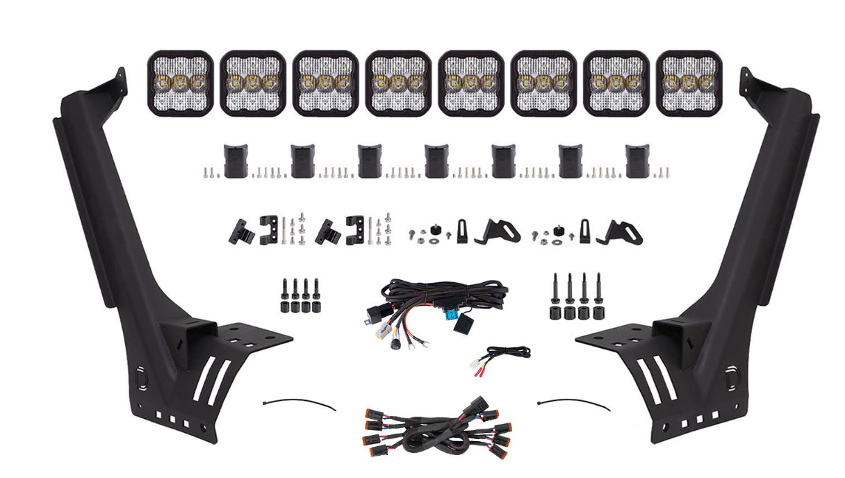 Diode Dynamics Jeep Wrangler 2018+ JL / 2020+ Gladiator SS5 Pro CrossLink Windshield - White Combo Lightbar Kit