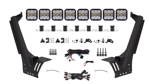 Diode Dynamics Jeep Wrangler 2018+ JL / 2020+ Gladiator SS5 Pro CrossLink Windshield - White Combo Lightbar Kit