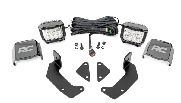 Rough Country LED Light Kit Cage Mount 2" Chrome Pair Wide Angle CFMOTO UFORCE 1000