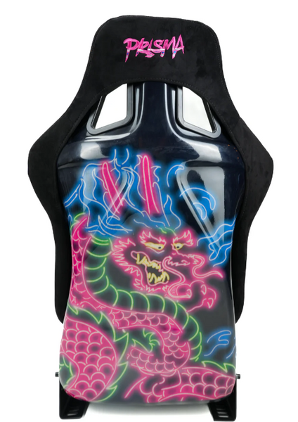 NRG FRP Bucket Seat (Large) Black Alcantara w/ Dragon Livery