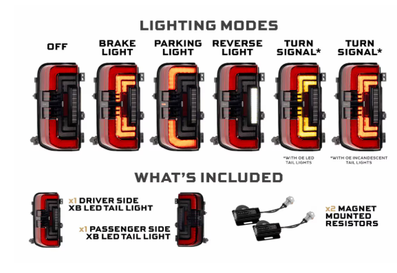 Morimoto XB LED Low Profile Tail Lights: Ford Bronco ( 2021 + / Red Lens / Set)