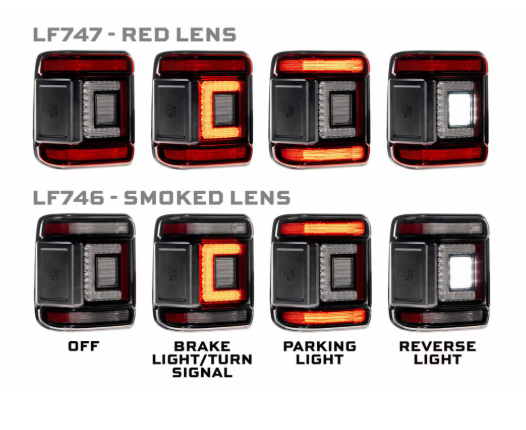 Morimoto Jeep Wrangler JL (2018+) XB LED Low Profile Tail Lights (Red)