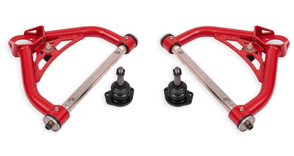 BMR 1970 - 1981 Chevrolet Camaro / Firebird Non-Adj. Upper A-Arms w/ 0.5in Tall Ball Joint (Delrin) - Black / Red