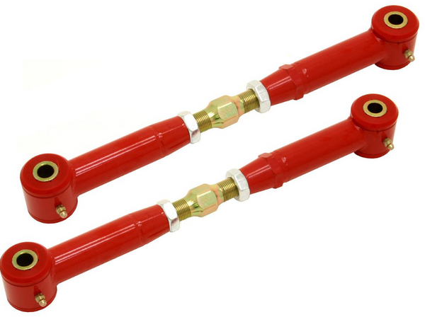 BMR 2010 - 2015 5th Gen Camaro / Chevy SS / Pontiac G8 Rear Adjustable. Toe Rods (Polyurethane) - Red / Black