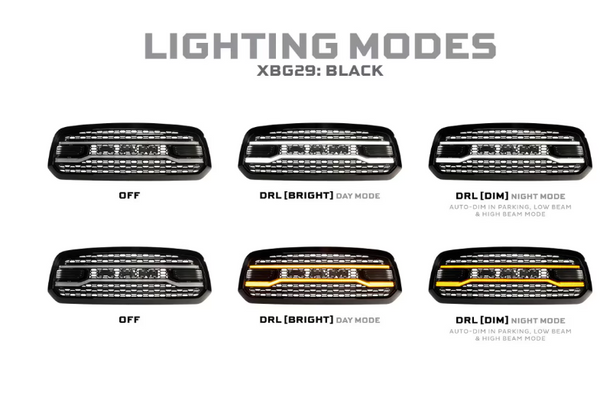 Morimoto Dodge Ram 1500 ( 2013 - 2018 ) XBG LED DRL Grille (Chrome / Black)
